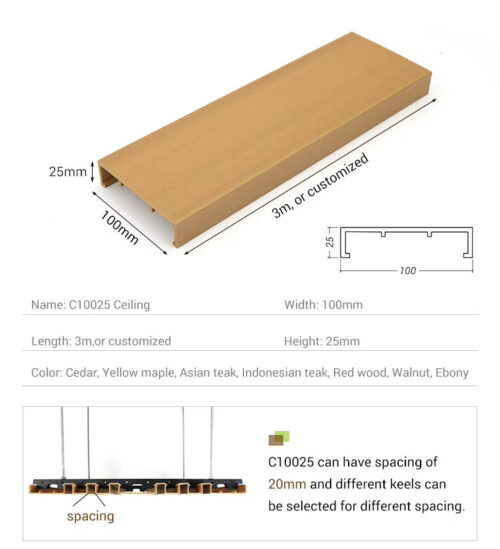 Easy-Installing Waterproof WPC Ceiling Wood Plastic Decorative Interior WPC Ceiling - Image 2